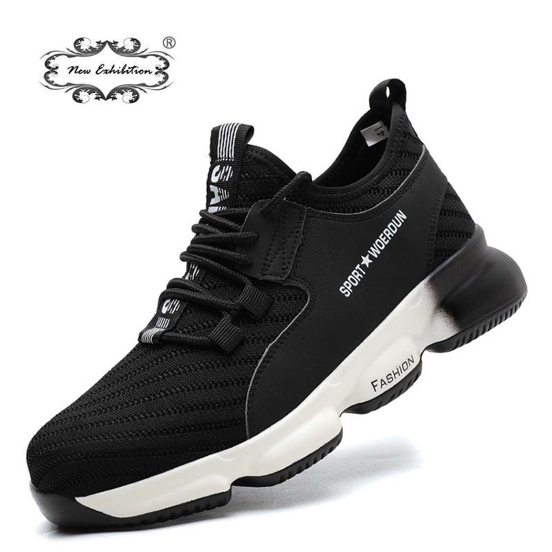 

New exhibition Men shoes outdoor steel toe cap safety shoes Indestructible work sneaker Light Weight breathable Anti smash boots LJ201028, 1827 black