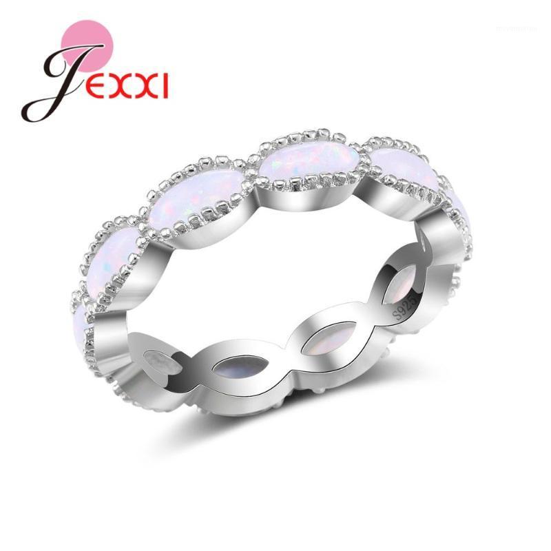 

Unique Chain Shape Circle Design For Women Oval Pink Opal Rings 925 Sterling Silver Crystal Accessories Popular Products1
