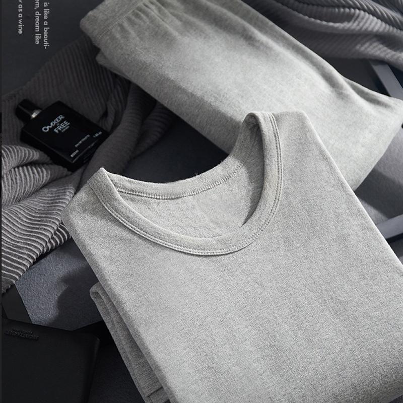 

Men's thermal underwear Cotton Winter Round Neck Warm Ultra-Soft Solid Color Thermal Underwear Long Johns Set Men`s Pajamas, White
