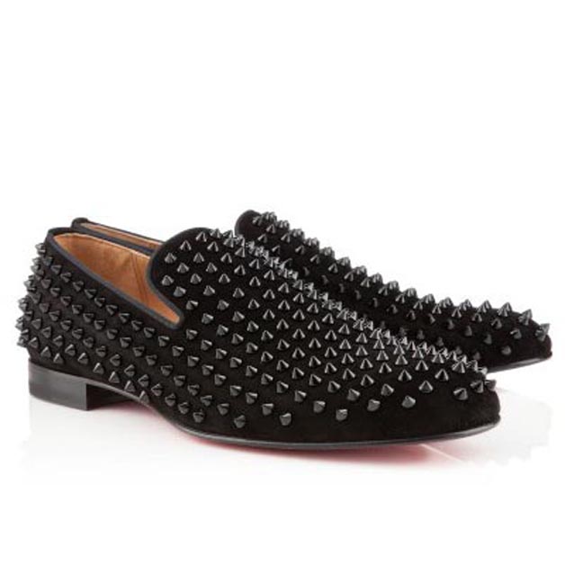 

Mens loafers shoes red bottom black suede Leather Full Rivets fashion loafer Dress Rollerboy Spikes Flat Suede Mens Loafers Shoes Black flat