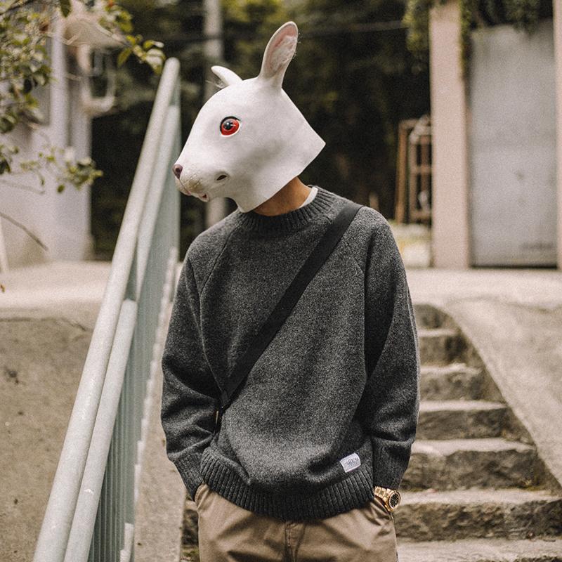 

Japanese Fashion Man Sweaters Crewneck Vintage Casual Loose Pullover Long Sleeve Man Sweaters Pull Hiver Men's Clothing DB60MY, Gray