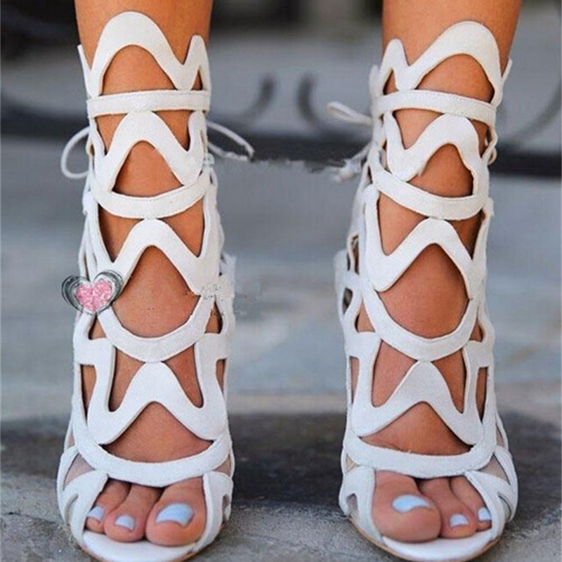 

2020 Leather Black/white for Women Hollow Out Toe 10 Cm High-heeled High Ankle Short Boots 35-41 Wdps