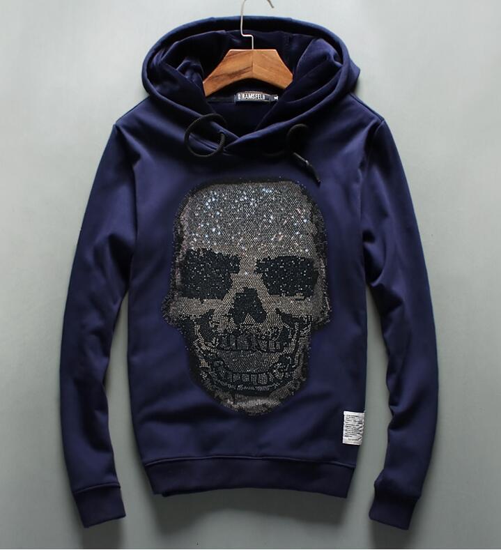 

2021 New High Quality Hombre Hip Hop Mens Diamonds Hooded Slim Fit Men Hoody Outerwear A39r, As shown