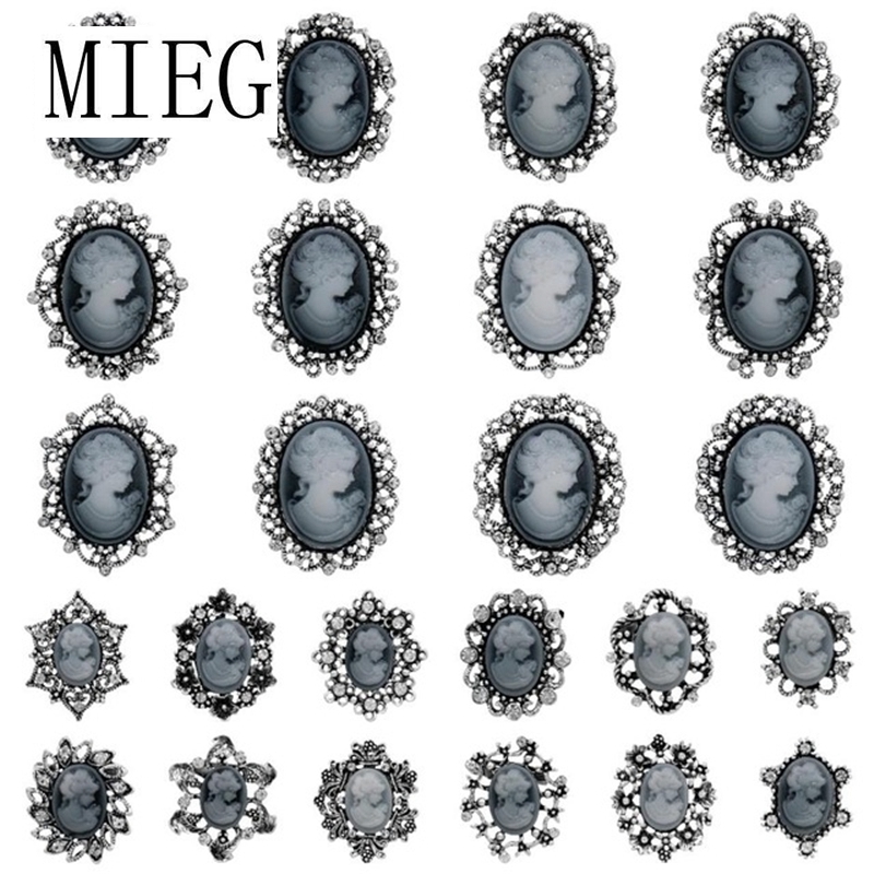 

24pcs/set Vintage Brooch Cameo Queen Brooch Antique Crystal Rhinestone Brooch Pin Women Wedding Bride Jewelry 201120