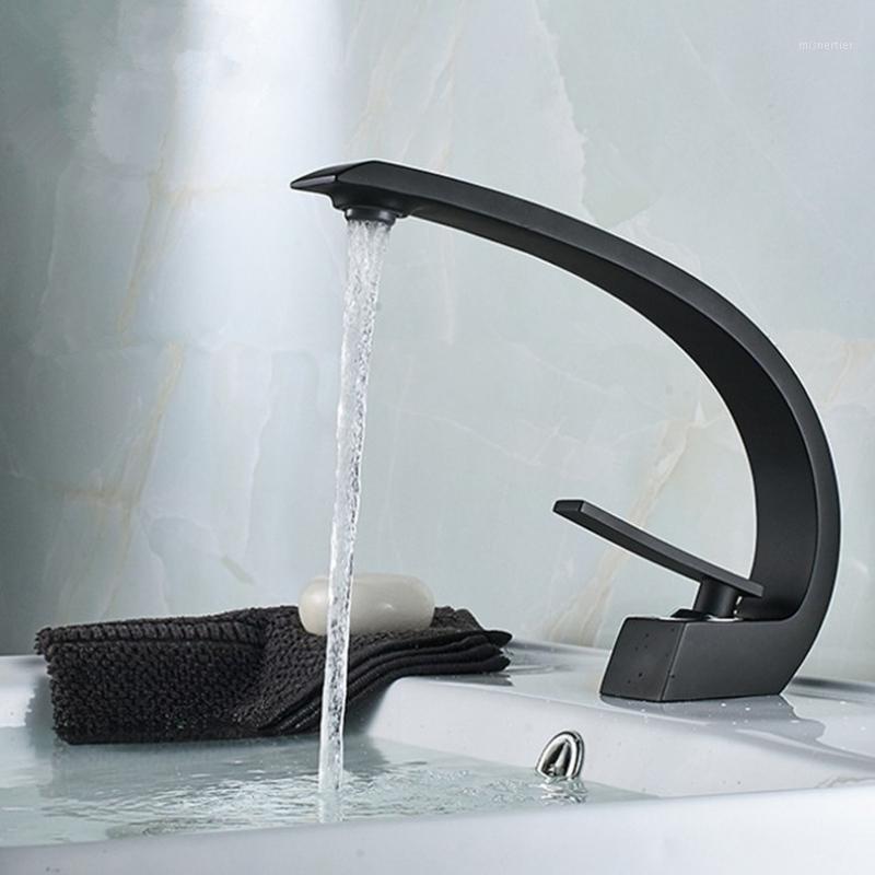 

Copper Single Hole Single Handle Hot and Cold Basin Mixer Faucet Creative Waterfall Water Outlet Bathroom Vessel Sink Mixer Taps1