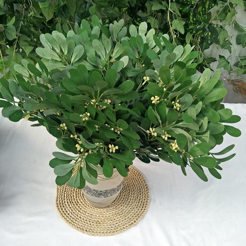 

2020 5 Fork Peanut Green Jujube Leaves Simulation Silk Plant Home Desktop Decoration 54cm Artificial Plant DIY Wedding, As picture
