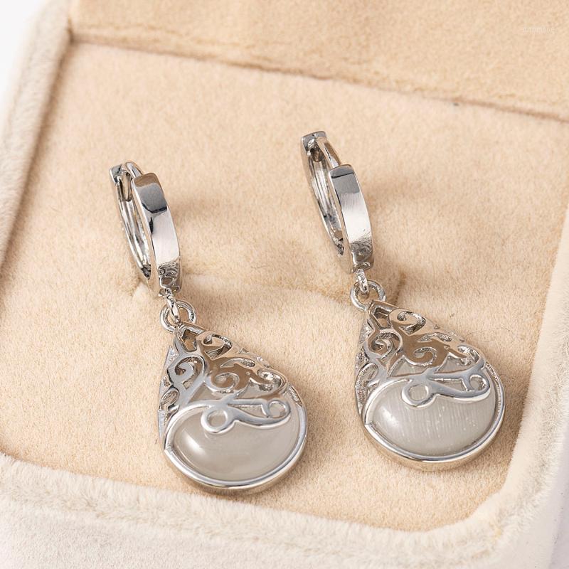 

Silver Plated Moonlight Opal Tears Drop Earrings for Women Girls Statement Christmas Gfit Fashion Wedding Jewelry 2020 New1