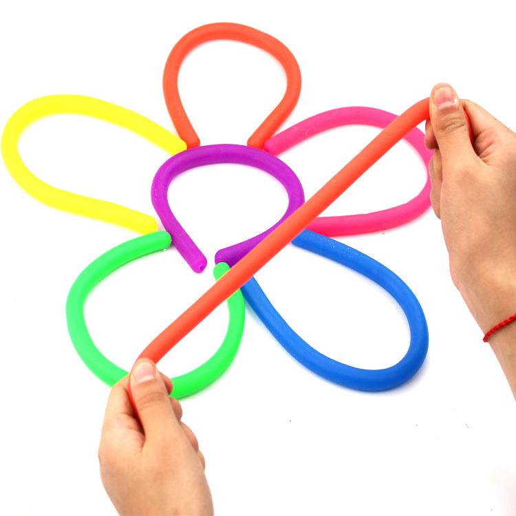 

6 colors for choice Fidget Abreact Decompression Rope Flexible Glue Noodle Ropes TPR Hyperflex Stretchy String Neon slings toys