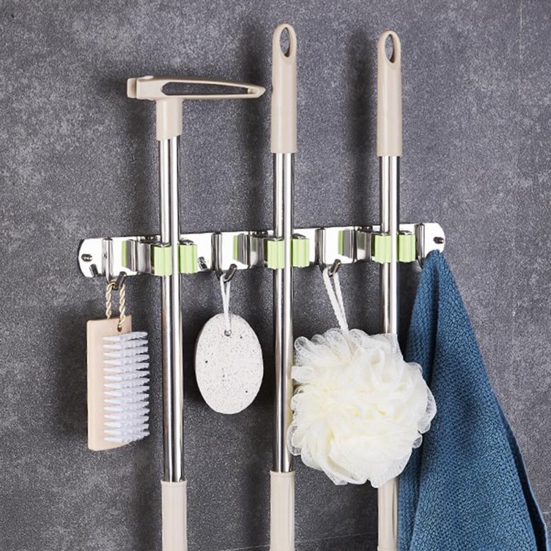 

1/2/3/4/5 Hook Wall Mounted Mop Organizer Holder Brush Broom Hanger Storage Rack Hot