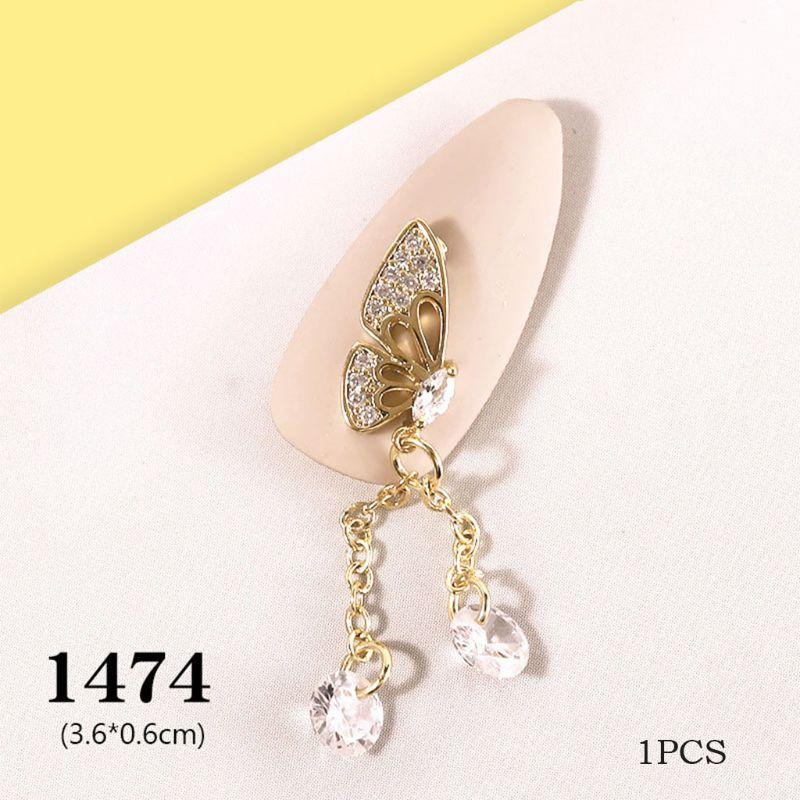 

NEW 1PCS Gold/Silver 3D Butterfly Nail Art Alloy Butterfly Zircon Nail Decor DIY 896D