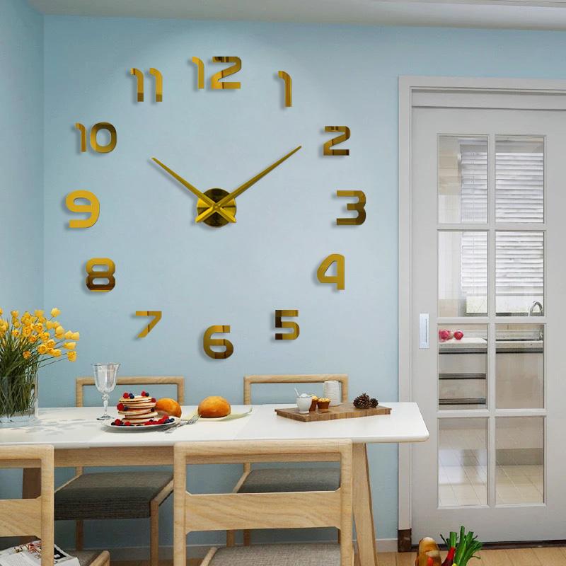

2020 New fashion 3D big size wall clock mirror sticker DIY wall clocks home decoration clock meetting room