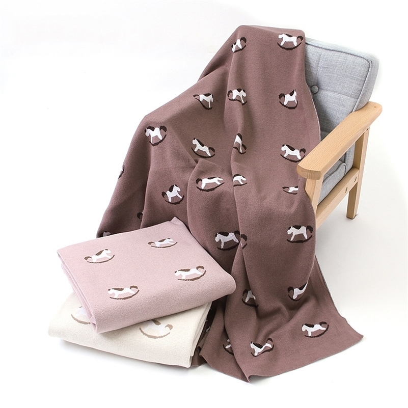 

Baby Trojan Blankets Girls Boys Stroller Monthly Blanket Newborn Knitted Cotton Kids Spring Swaddle Cobertor Infantil Wrap Quilt LJ201014, Beige