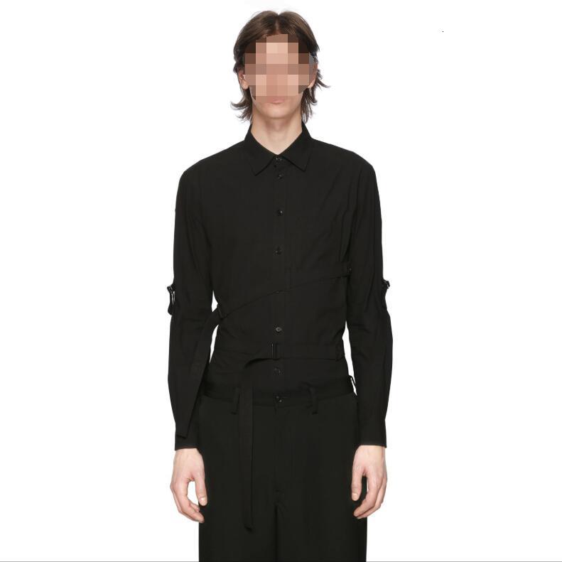

2021 New S-7xl. Pure Cotton Casual Male Sash Gentleman's Shirt Style MSPY, Black