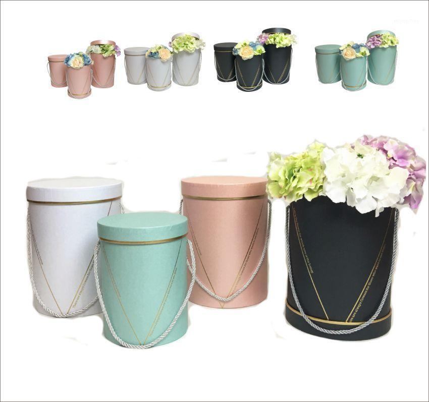 

3PCS/set foil gold color line, florist packing gift flowers round box 4 color choose wedding praty gifts for guests souvenir1