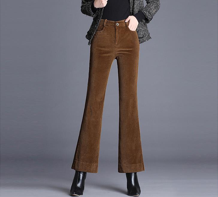 

New Trousers High-waisted Women Winter Corduroy Pants Ol5v, Black