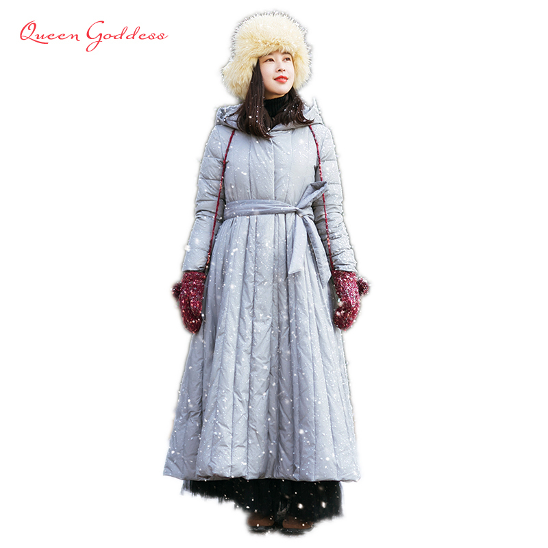 

Soft Fabric Winter Plus Size Down Coat Women Parkas Female Long Duck Down Padded Jacket Women's Clothing coat with hat, Silver