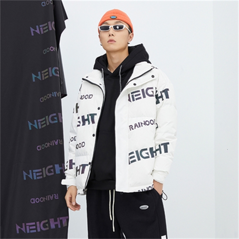 

New Algodo-acolchoado 2021 Masculinas Outono Inverno Nova Letra Reflexiva Casuais Juventude T6Z4, Black