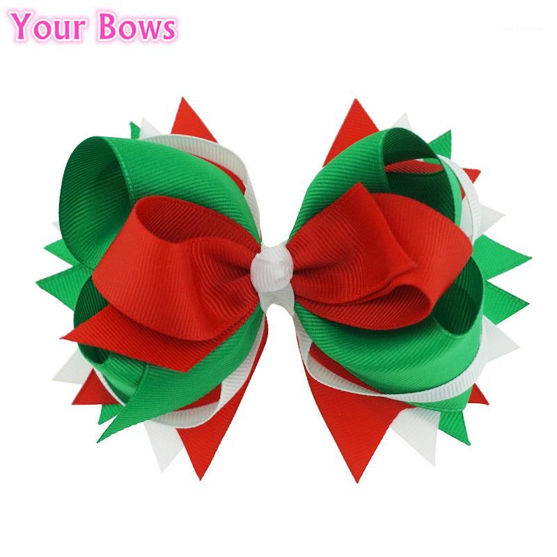 

Your Bows 1PC 5Inches Christmas Gife Boutique Hair Bows With 6CM Hair Clips Grosgrain Ribbon Kids Girl Accessories1, As picture