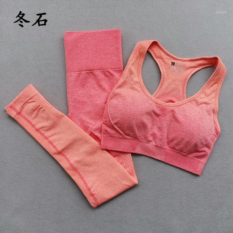 

Yoga 2PCS Set Sports Bra+Leggings Women Gym Set Clothes Seamless Workout Fitness Sportswear Fitness Sports Suit1, Light pink bra
