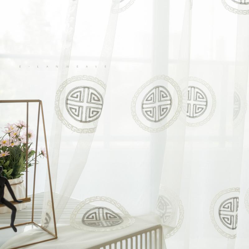 

Luxury Embroidered Tulle Curtains for Living Room Bedroom Sheer Window Treatments Fashion All- Yarn For kitchen Drapes, Photo color
