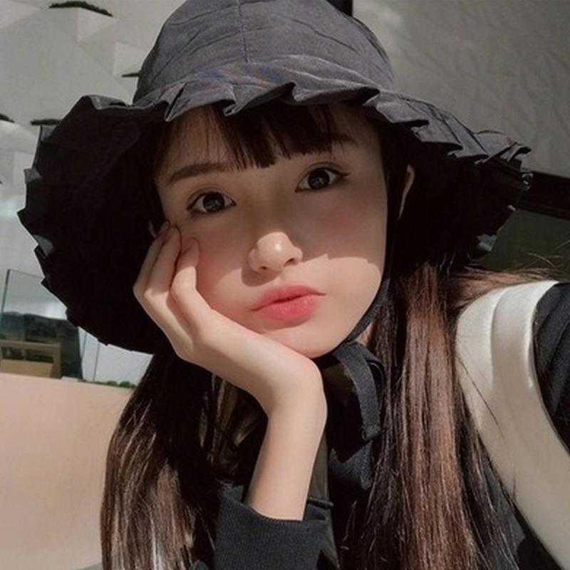 

New Fashion Vintage Summer Women Girl Ribbon Tie Sun Hat Beach Cap Fisherman Hat Sun Wide Lace Brim Flounce Cap Outdoor, Navy