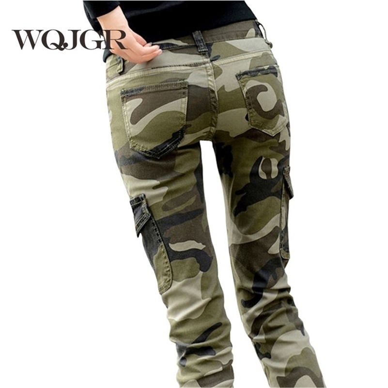

WQJGR Pants Women Cotton Fashion Camouflage Women Pants Pencil Women Long Pants 201228