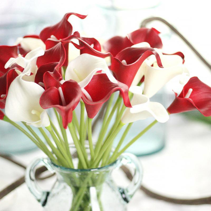 

Fake flower home decoration plastic fake garden 6 PC artificial calla lily wedding home decoration bouquet 8.5, Multicolor