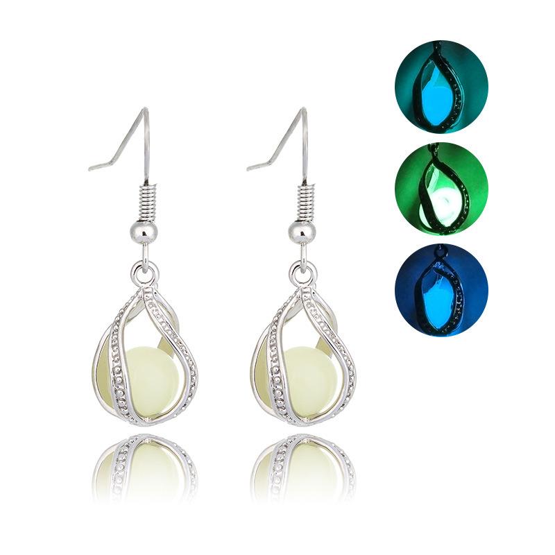 

Hainon Fashion Glow In The Dark Drop Earrings For Women Jewelry Accessories Silver Color CZ stones Luminous Earring