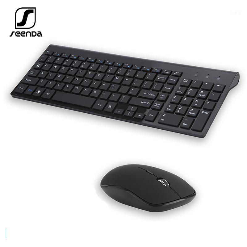 

SeenDa 2.4G Wireless Silent Keyboard Mouse Comb Russian /Spanish Full-size Keyboard Set For Notebook Laptop Desktop PC1