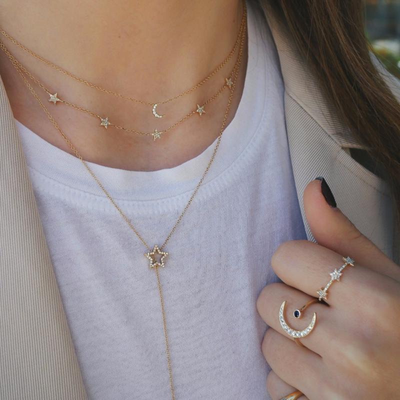 

2020 minimal tiny cz moon 925 sterling silver necklace high quality vermeil jewelry Christmas gift for women cute lovely moon