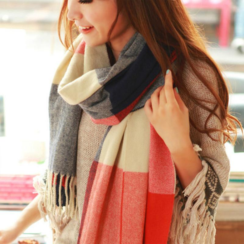 

Other Fashion Winter Scarf Women Warm Plaid Men Cashmere Scarves Pashmina Tippet Long Shawl Wrap Blanket Drop