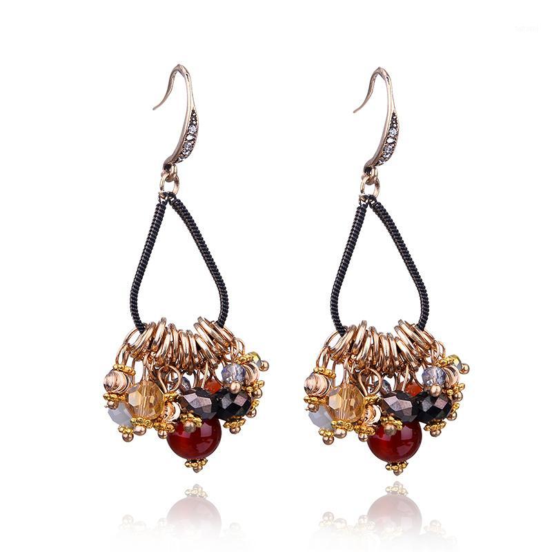 

Lubov Antique Black Chain ColorfulBeads Pendant Dangle Earrings Vintage Women Drop Earrings 2020 Christmas New Year Gift Jewelry1