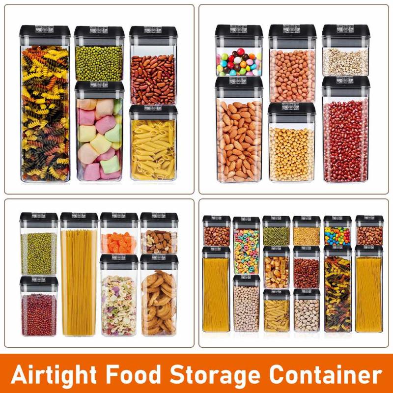 

14pcs Multi-Capacity Kitchen Storage Container Set Plastic Candy Box Noodle Multigrain Storage Tank Transparent Sealed
