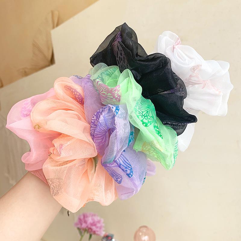 

Hairlyah Transparent Women Large Intestine Hair band Butterfly Organza Hair Rope Elastic Ponytail Scrunchie Ornament Accessories