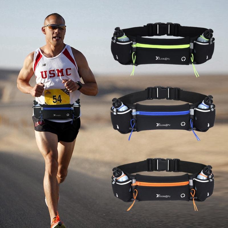 

Marathon Running Belt Bag Trail Running Bag Gym Fitness Sports Fanny Pack Waterproof Men Women Water Bottle Phone Waist Pouch, Only 2 bottle