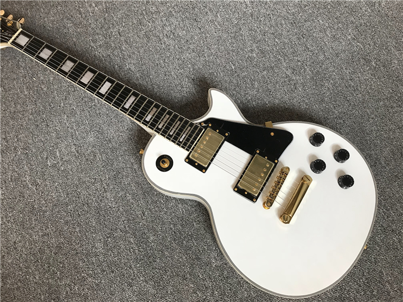 

Factory Custom White Electric Guitar with Rosewood Fretboard,White Pearl Block Fret Inlay,Gold Hardware,Offer Customized