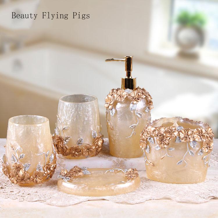 

Direct sales new romantic flowers antique bathroom resin wash toilet bathroom supplies mouthwash cup lotion bottle toilet brush