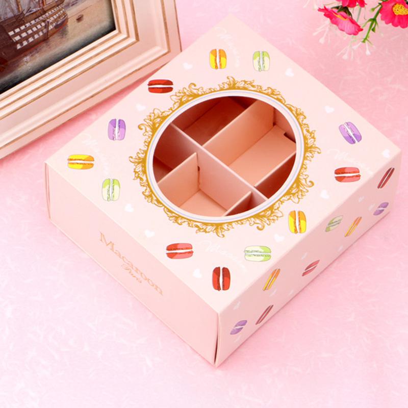 

20Pcs Macarons Box with Transparent Window Dessert Macarons Pastry Packaging Boxes Event Party Supplies Dec Pink