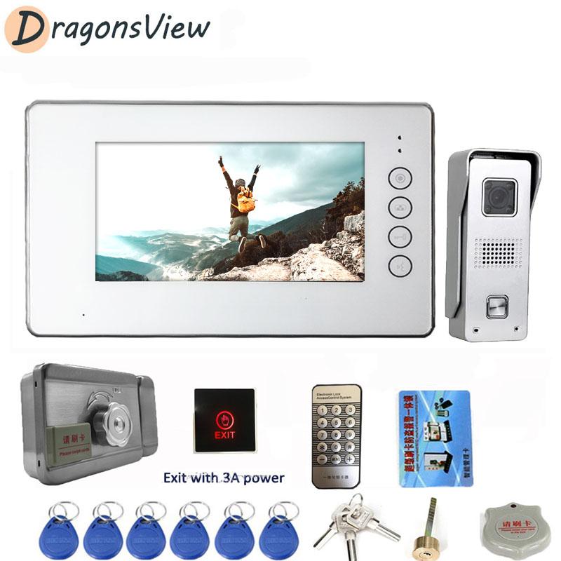 

DragonsView Video Intercom with Electric Lock 7 inch Home Intercom Touch Screen Monitor with 1000TVL Door Phone Doorbell Camera