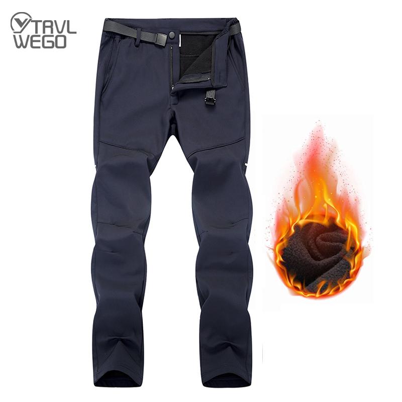 

TRVLWEGO Men Women Winter Fleece Softshell Warm Hiking Pants Outdoor Sports Thick Keep Warm Camping Skiing Trousers, Black