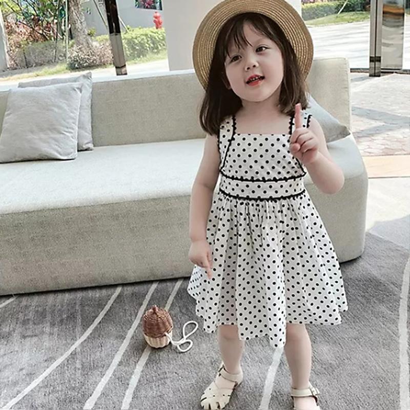 

Princess Dress Children Clothes 3-8 Years Old Girls Summer Dress Sleeveless Polka Dot Pattern Children Baby Girl Sweet, As pic