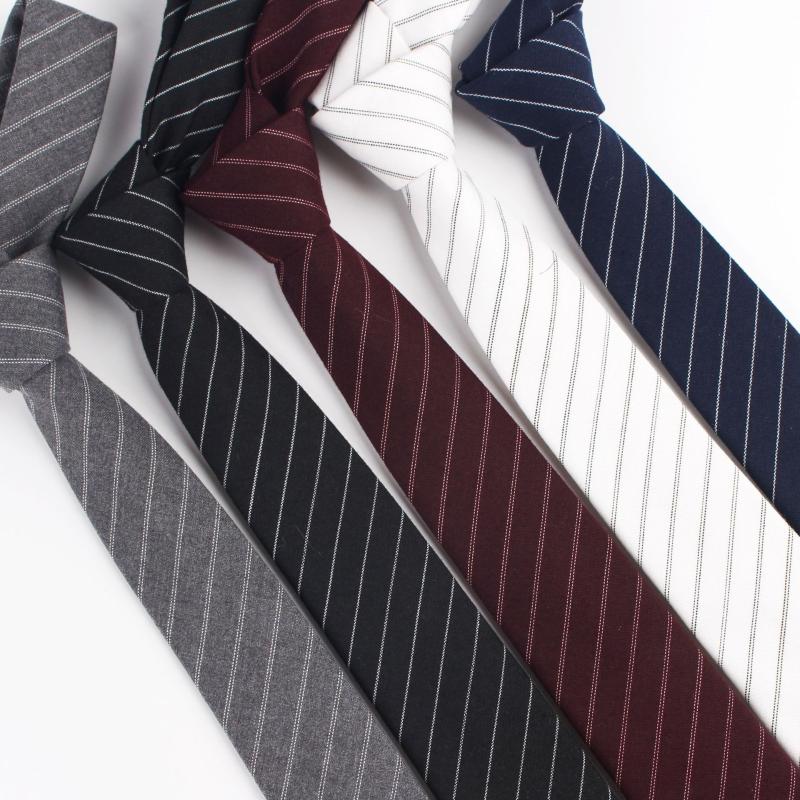 

2020 6cm Cotton Striped Neck Tie Men Skinny Necktie Wedding Ties for Male Wedding Dress Necktie Accessory Custom Logo