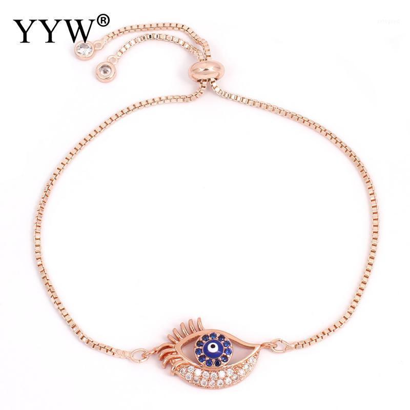 

Charm Bracelets 2021 Summer Fashion Design Evil Eye Micro Pave Cubic Zirconia Brass Plated Jewelry 8 Inch Adjustable Bangles For Girls1