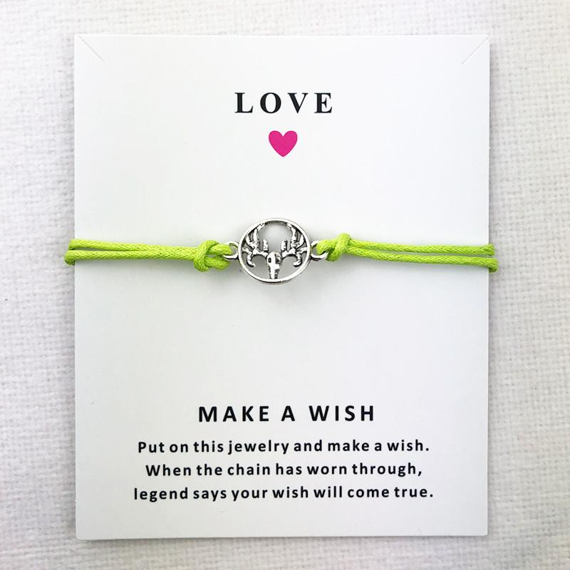 

Charm Bracelets Antique Silver Plated Elk Antlers Charms Cuff Multilayer Wax Rope Card Bracelet Women Men Unisex Jewelry