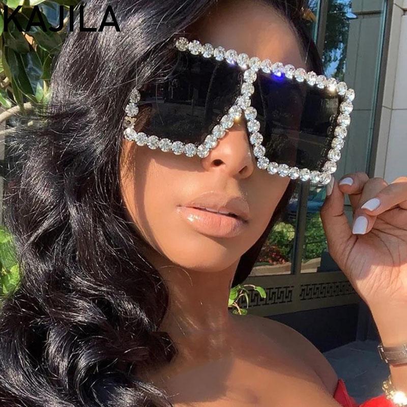 

Fashion Diamond Oversized Square Sunglasses Women Big Frame Design Vintage Candy Frame Crystal Ladies Sun Glasses