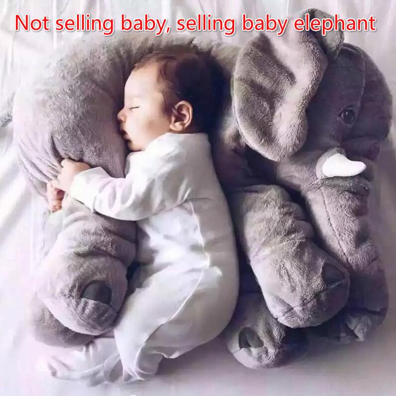 

Cute Stuffed pillow Baby Accompany Doll Xmas Gift 40cm/60cm elephant Height Large Plush Doll Toy Kids Sleeping Back Cushion