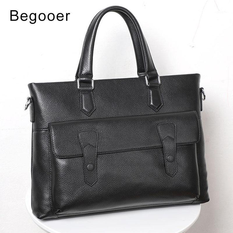 

2020 Fashion Men's Briefcase Natural Skin Handbag Totes Men Genuine Leather Travel Bag Male Messenger Bags Casual Man Briefcases1, Black