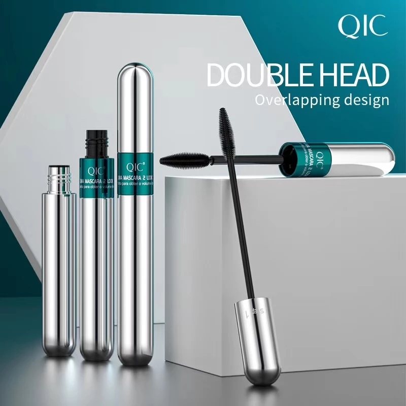 

QIC Double Head Waterproof Mascara 4D Thick Pull Long Curl Warped Eyelashes Liquid Not Easy Dizzy Dye Eye Lashes Makeup, Black
