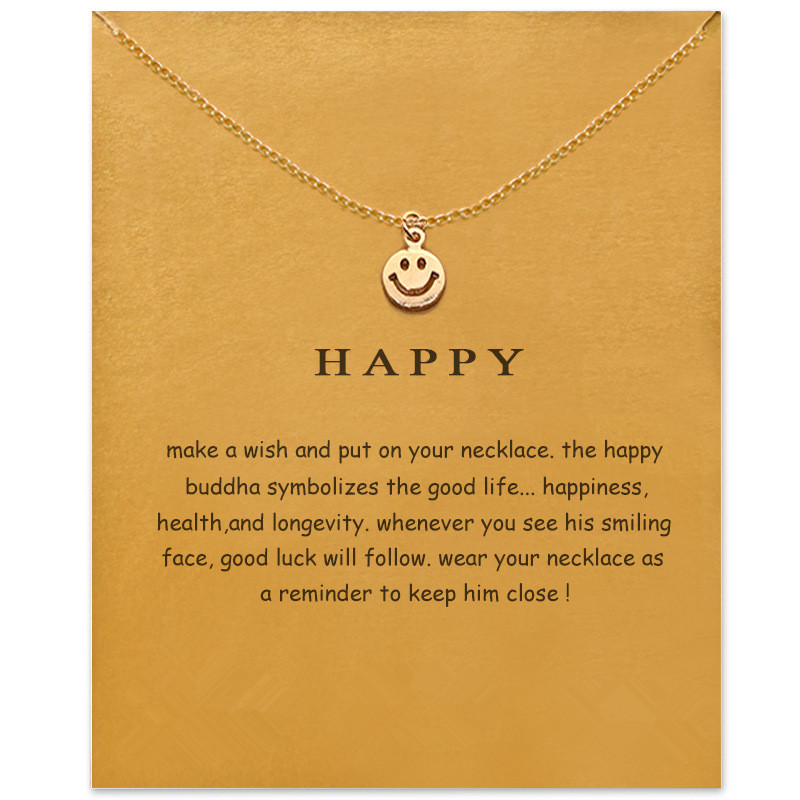 

Chain Choker Necklaces With Card Gold Silver Smile Pendant Necklace For Fashion Women Jewelry HAPPY Gift