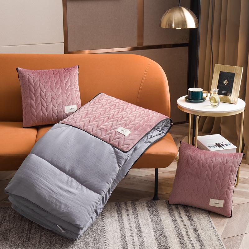 

2 in 1 Golden velvet foldable Multifunction Blanket Pillow Car Back Cushion Decor Pure Colors Blankets